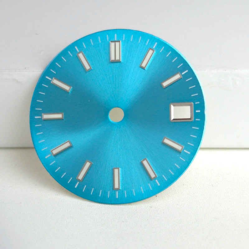 Sky Blue 29mm No Logo Watch Dial For NH34 NH35 NH36 Movement Green Lume