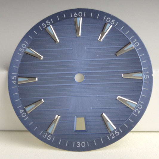 Gradient Light Blue 33.5mm Watch Dial For NH35 Movement Green Lume No Logo Date At 6