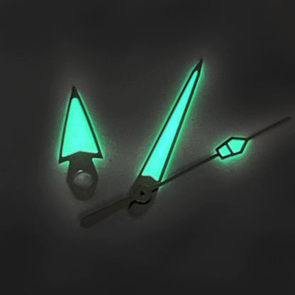Golden Trim C3 Green Lume vintage watch hands for NH34 NH35, stylish luminous upgrade.