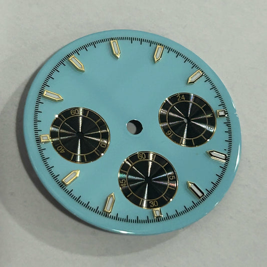 29.8mm Sea Blue No Logo Watch Dail Fit For VK63 Movement Golden Nail
