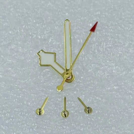 Golden trim green luminous watch hands with 6 hands design, compatible with VK63 movement, for precise timekeeping.