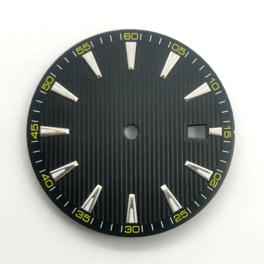 Black+Yellow 33.5mm No Logo Watch Dial For ETA2824 2836 Movement Green Lume