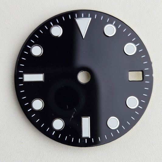 Black 28.5mm Blue Lume Watch Dial For NH36 Movement No Logo No GMT