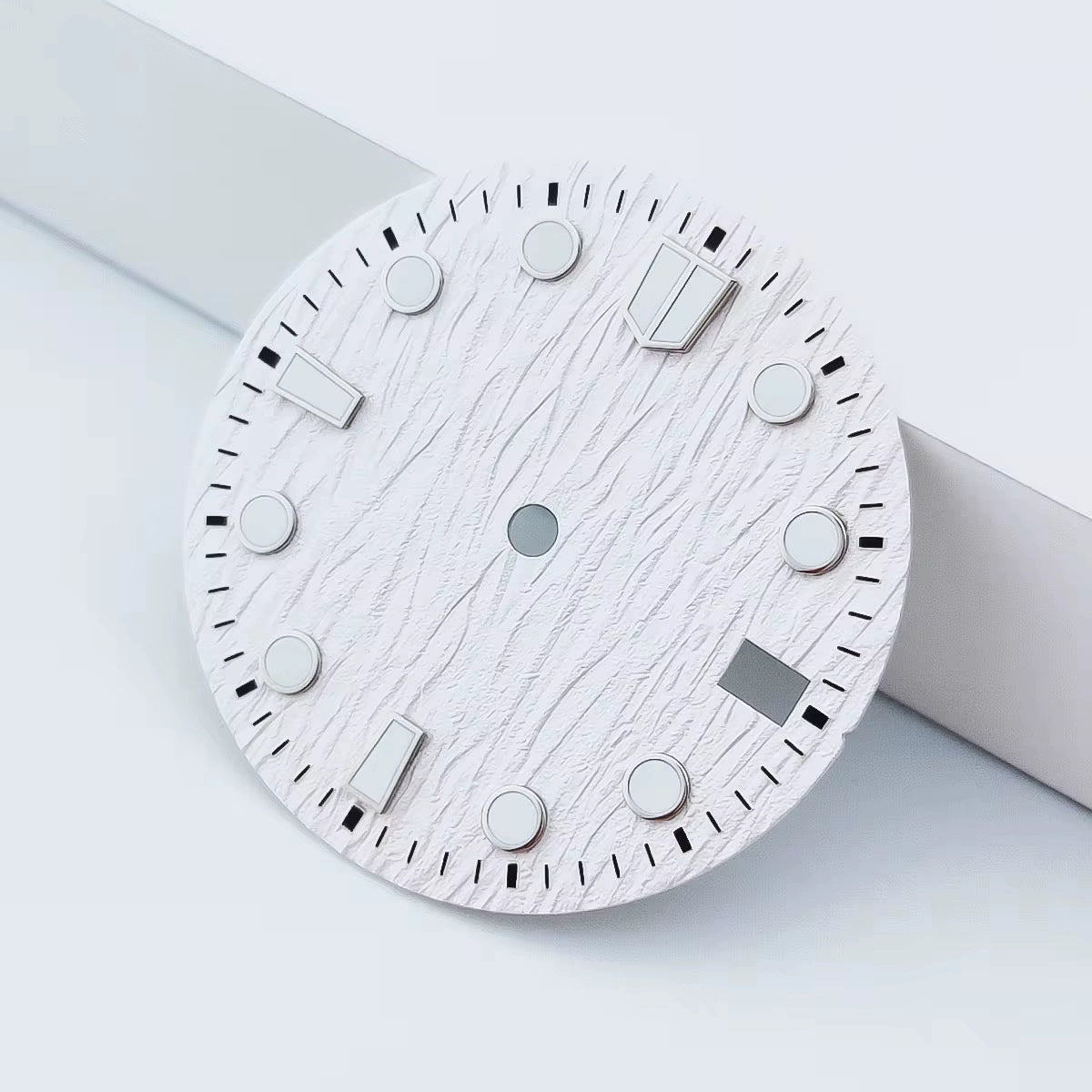 White Tree Grain 28.5mm No Logo Watch Dial For NH35 Movement Green Lume