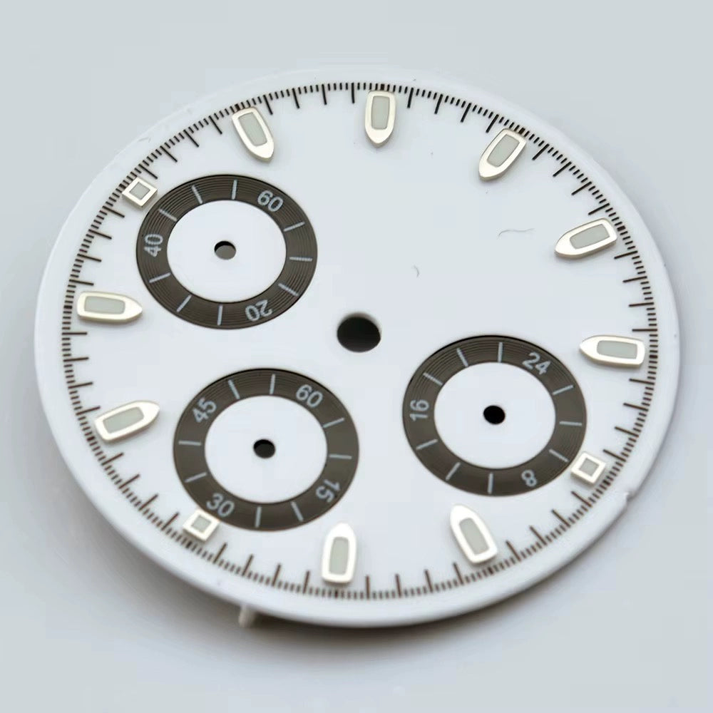 29.8mm White+Black No Logo Watch Dail Fit For VK63 Movement Silver Nail