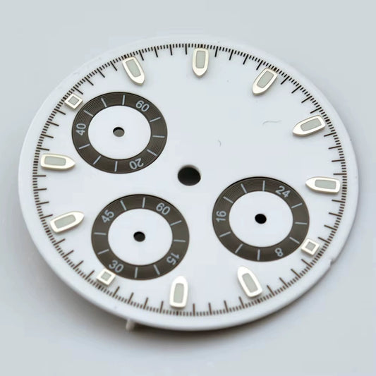 29.8mm White+Black No Logo Watch Dail Fit For VK63 Movement Silver Nail
