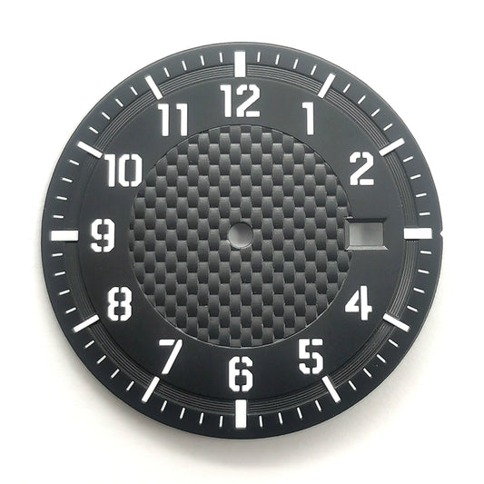 Black 33.8mm No Logo Watch Dial For NH35 Movement Green Lume