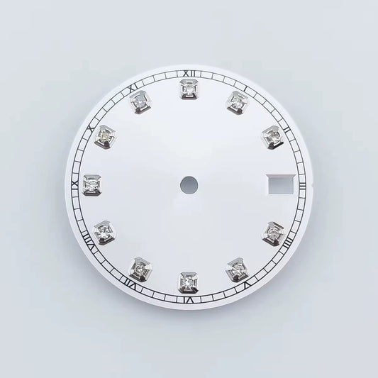 Silver Nail White 28.5mm Watch Dial Fit For NH36 Movement No Logo