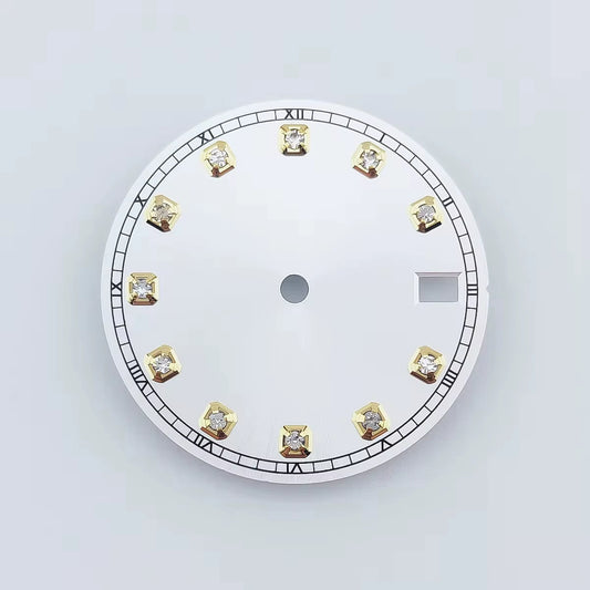 Golden Nail White 28.5mm Watch Dial Fit For NH36 Movement No Logo