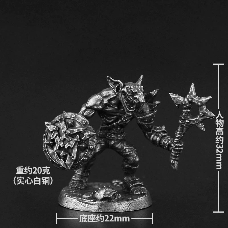 Goblin Shield Axe Warrior Copper Figurine White Bronze Fantasy Wargame 130-12