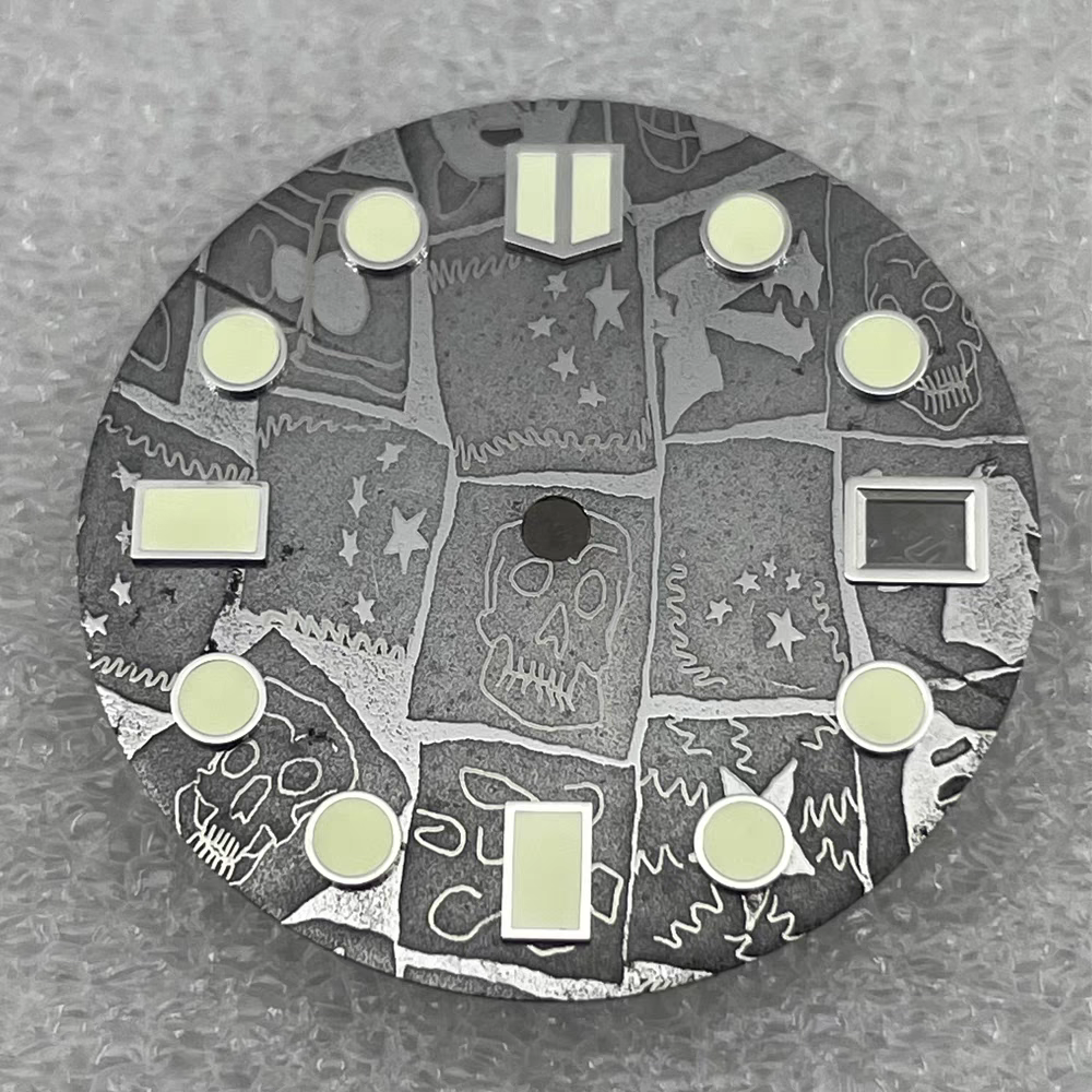 Damascus natural brown meteorite watch dial 28.5mm for SKX007 NH35 NH36