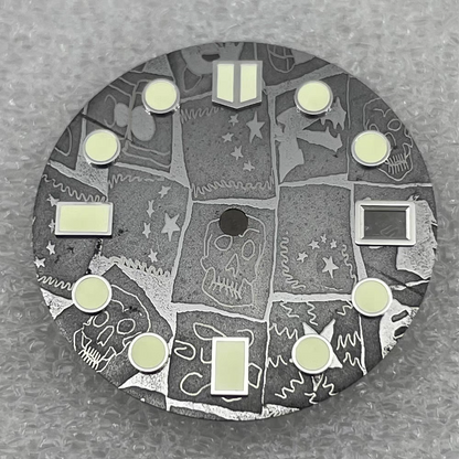 Damascus natural brown meteorite watch dial 28.5mm for SKX007 NH35 NH36