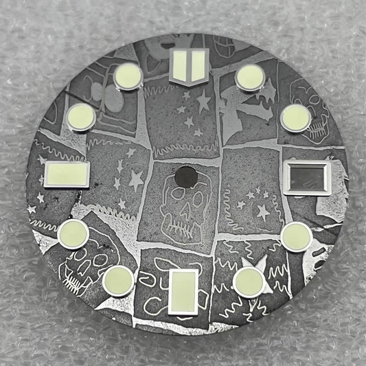 Damascus natural brown meteorite watch dial 28.5mm for SKX007 NH35 NH36