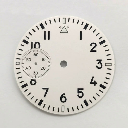 White 37mm No Logo Watch Dial For Eta6497 St3600 Movement Green Lume