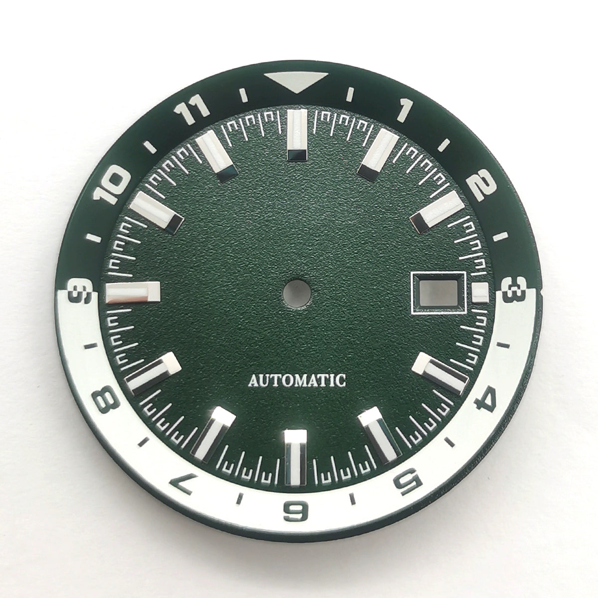 36.5mm White+Green Watch Dial For NH35 Movement Green Lume No Logo