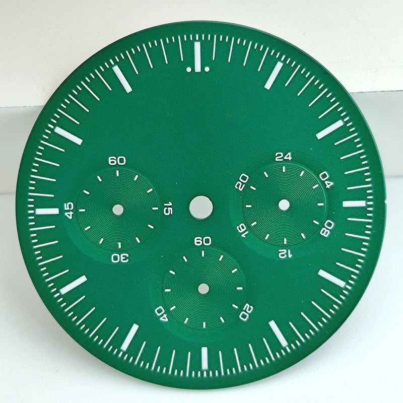 Green 33.5mm Watch Dial For VK63 Quartz Movement Green Lume No Logo