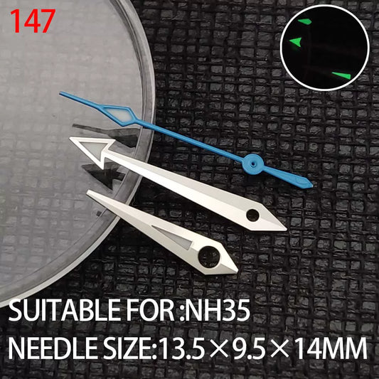 14mm blue second hand with silver trim, compatible with NH35 NH36 watch movement.