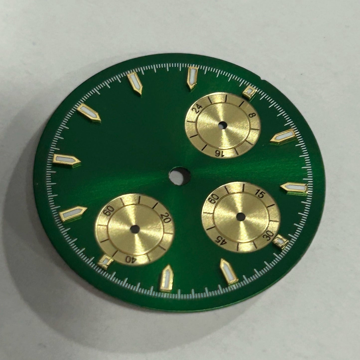 29.8mm Green No Logo Watch Dail Fit For VK63 Movement Golden Nail