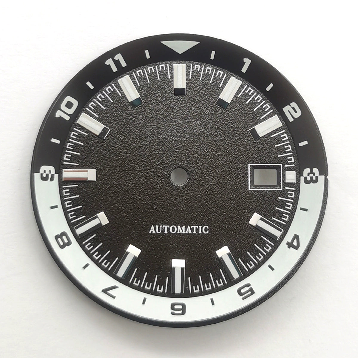 36.5mm White+Grey Watch Dial For NH35 Movement Green Lume No Logo