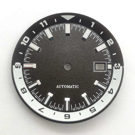 36.5mm White+Grey Watch Dial For NH35 Movement Green Lume No Logo