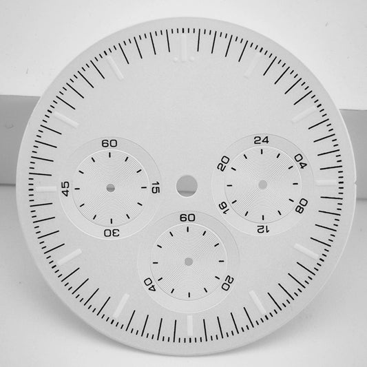 White 33.5mm Watch Dial For VK63 Quartz Movement Green Lume No Logo