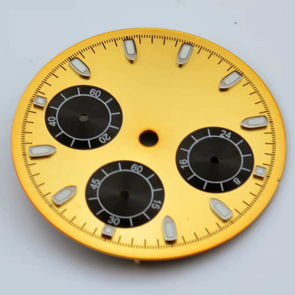 29.8mm Golden No Logo Watch Dail Fit For VK63 Quartz Movement Silver Nail