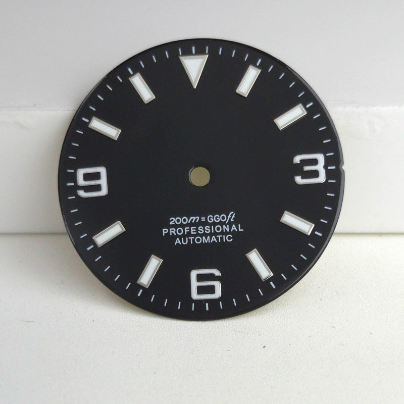 Black 29mm Silver Nail Watch Dial For Miyota 8215 8200 Blue Lume No Logo