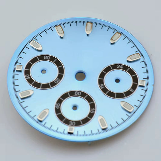 29.8mm Light Blue No Logo Watch Dail Fit For VK63 Movement Silver Nail