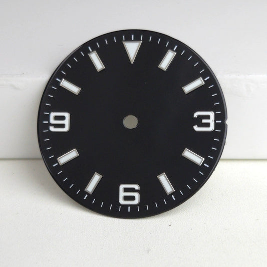 Solid Black 29mm Silver Nail Watch Dial For Miyota 8215 8200 Blue Lume No Logo