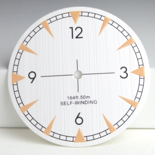 White 33.5mm Cross Pattern Watch Dial For Miyota 8215 Movement 164Ft Marked