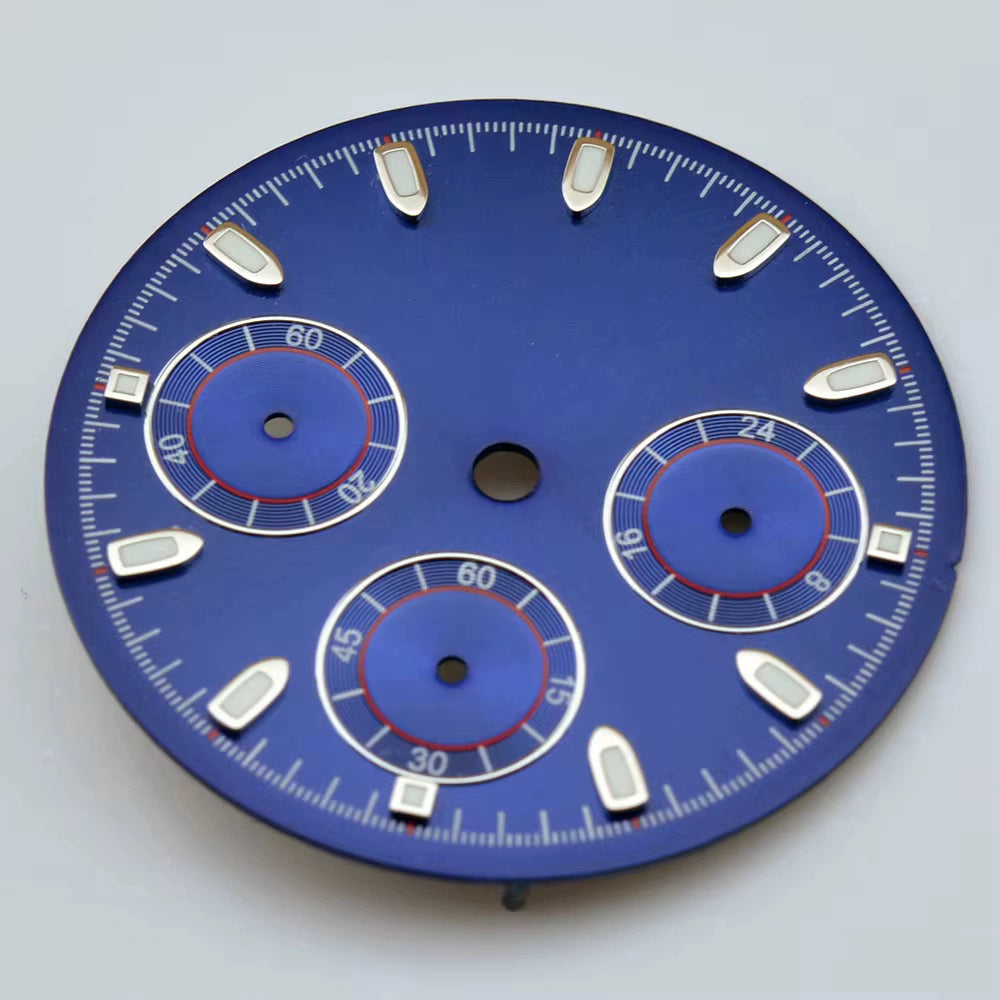 29.8mm Blue No Logo Watch Dail Fit For VK63 Quartz Movement Silver Nail