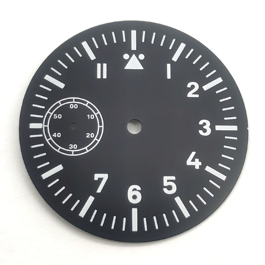 Black+White 38.5mm Watch Dial For Eta6497 St3600 Green Lume No Logo