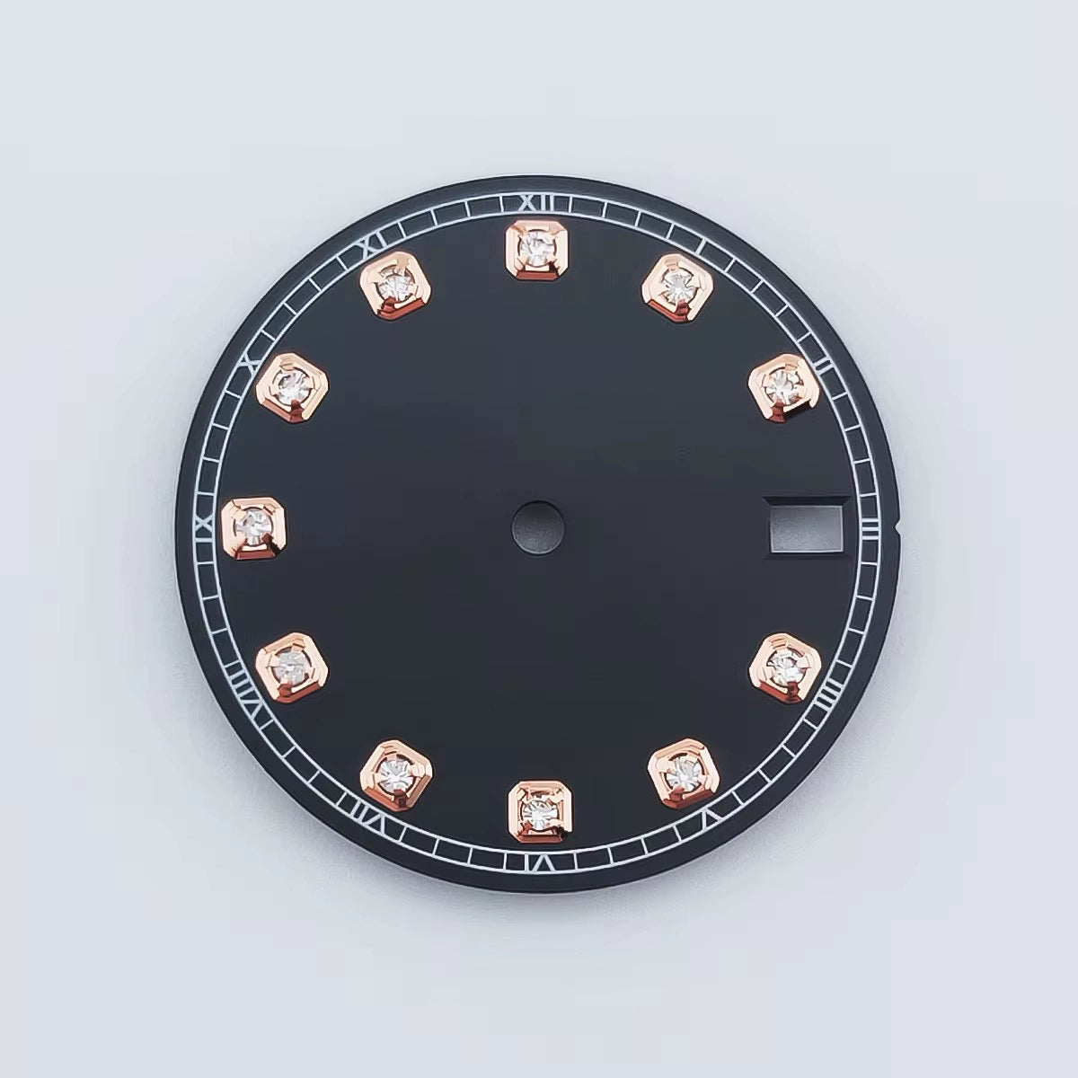 Rose Golden Black 28.5mm Watch Dial Fit For NH36 Movement No Logo
