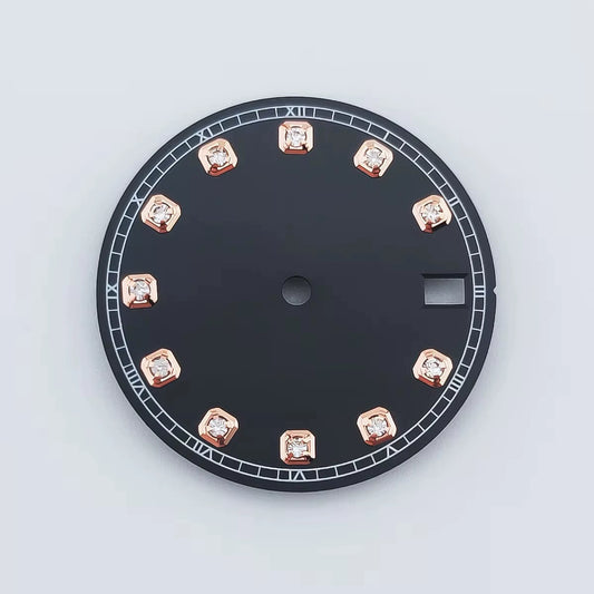 Rose Golden Black 28.5mm Watch Dial Fit For NH36 Movement No Logo