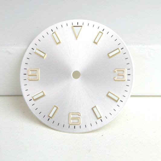 Solid White 29mm Golden Nail Watch Dial For Miyota 8215 8200 Blue Lume No Logo