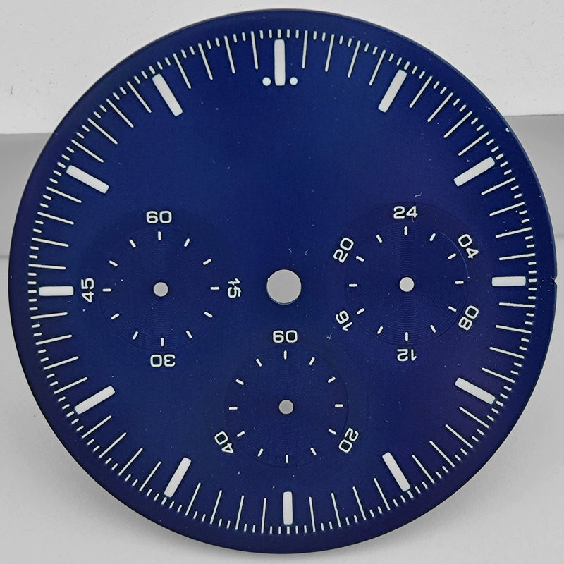Dark Blue 33.5mm Watch Dial For VK63 Quartz Movement Green Lume No Logo