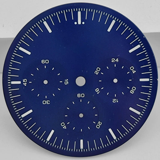 Dark Blue 33.5mm Watch Dial For VK63 Quartz Movement Green Lume No Logo