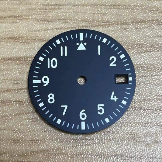 Solid Black 29mm Watch Dial For NH35 NH36 Movement Green Lume No Logo