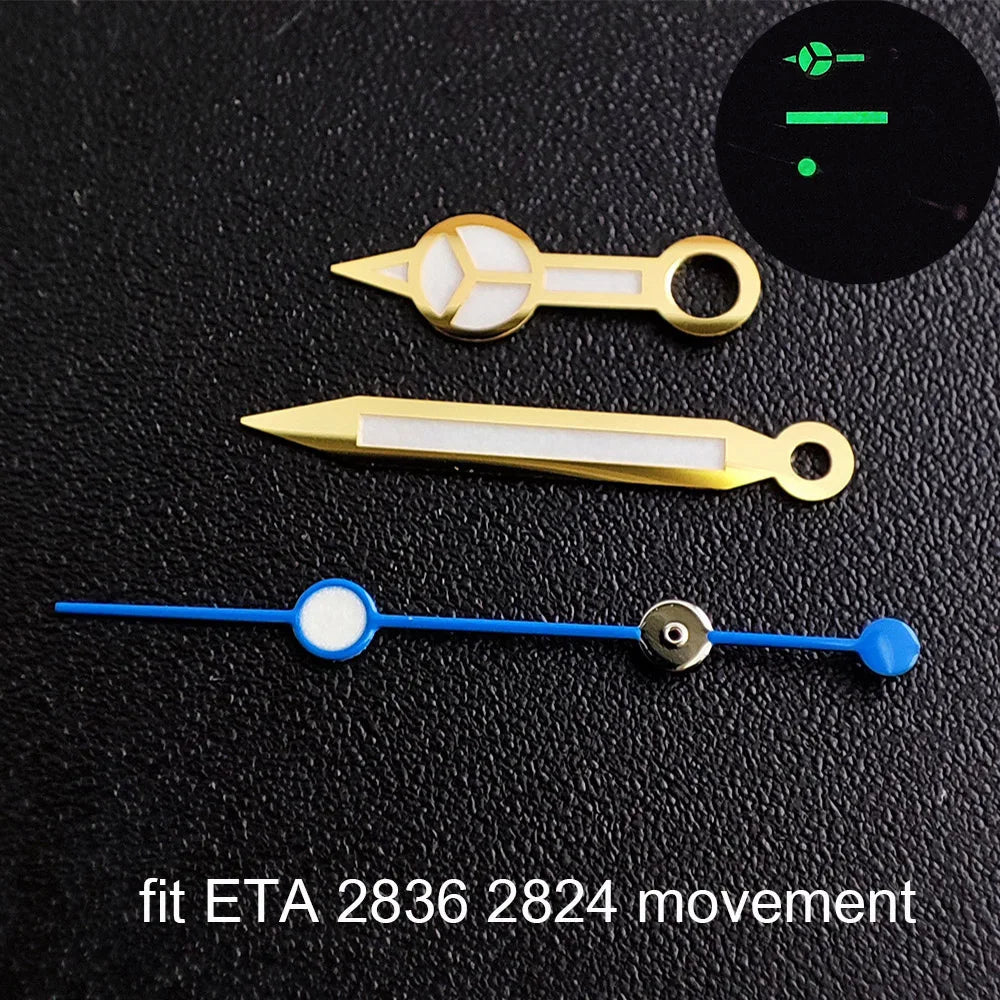 Watch hands green luminous hands fit NH 35 NH36 ETA 2836 2824 Miyota 8205 8215 movement
