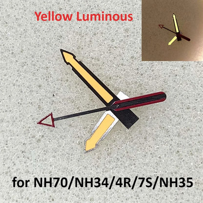 Gun Metal and Red Yellow Luminous Watch Hands for NH35/NH70/NH34/4R/7S