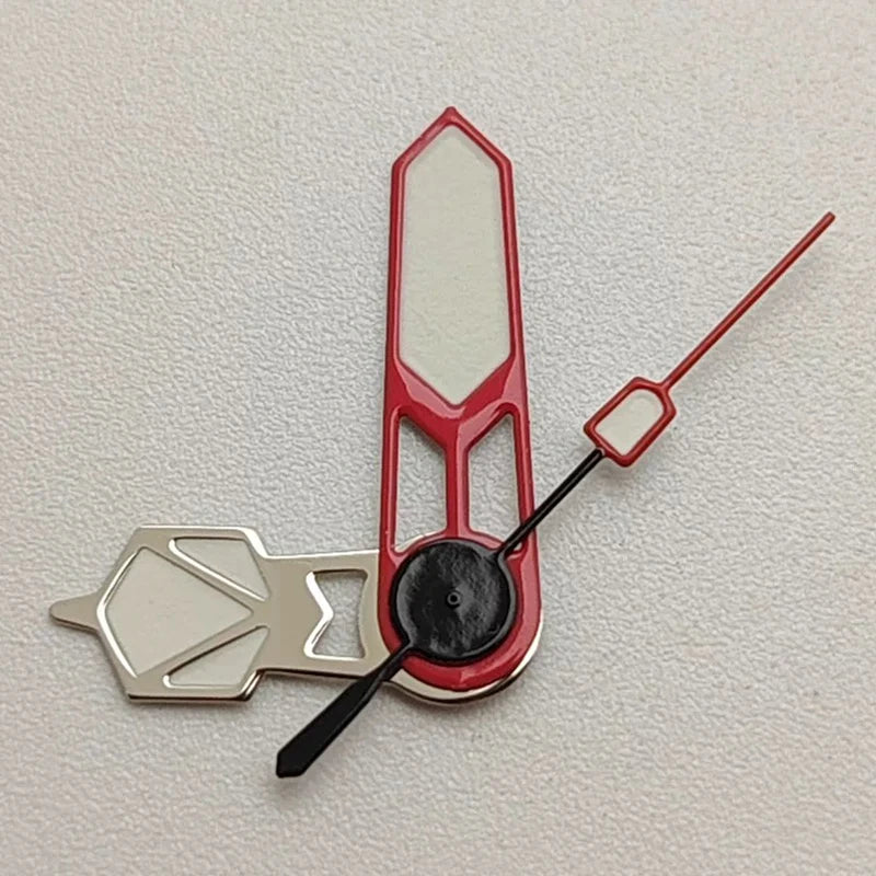Modified Green Luminous Silver-Red-Black Watch Hands for NH35/NH36/4R/7S