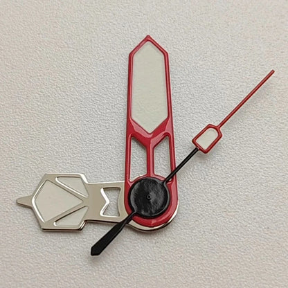 Modified Green Luminous Silver-Red-Black Watch Hands for NH35/NH36/4R/7S