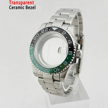 40mm Watch Case Ceramic Bezel SUB Bidirectional Rotating Bezel For NH34 GMT