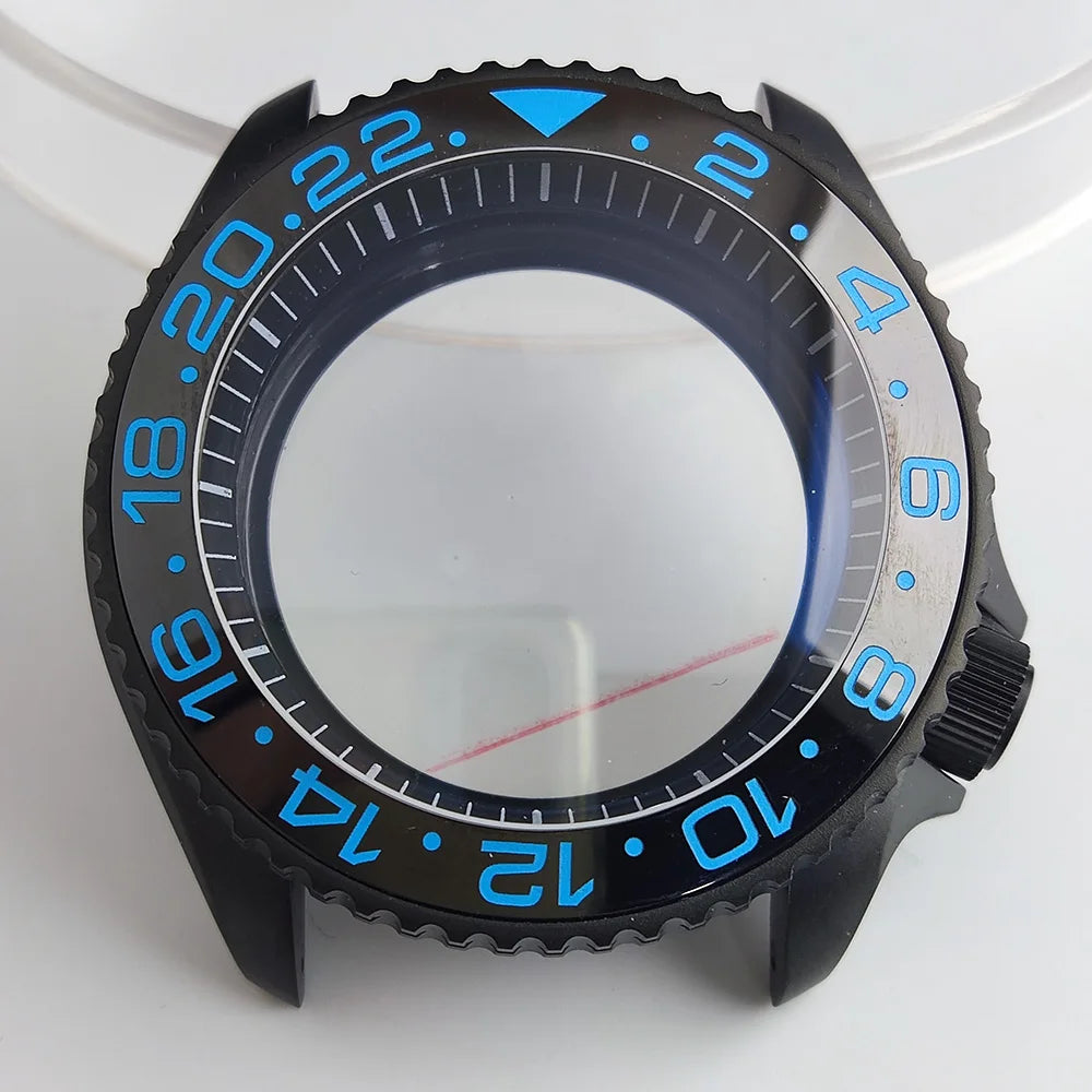 Case 41.5mm Convex Sapphire Glass Ceramic Bezel Stainless Steel Black Matte Waterproof Case Fit NH 35 NH36 Movement Case