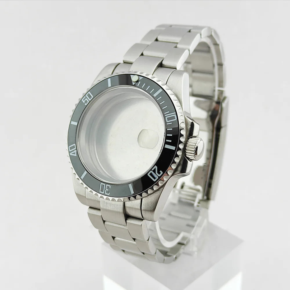 40.5mm SUB Sapphire Crystal Steel Watch Case One-Way Selection Bezel For NH35/36