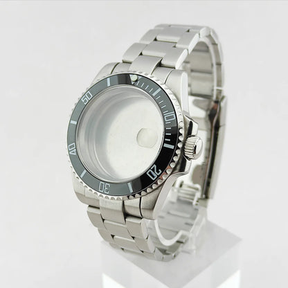 40.5mm SUB Sapphire Crystal Steel Watch Case One-Way Selection Bezel For NH35/36