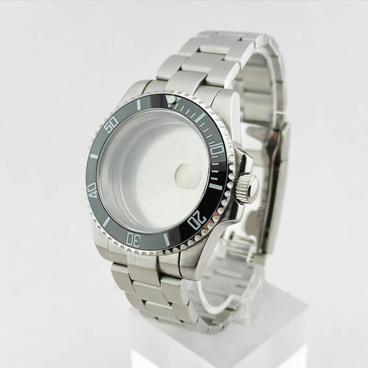 40.5mm SUB Sapphire Crystal Steel Watch Case One-Way Selection Bezel For NH35/36