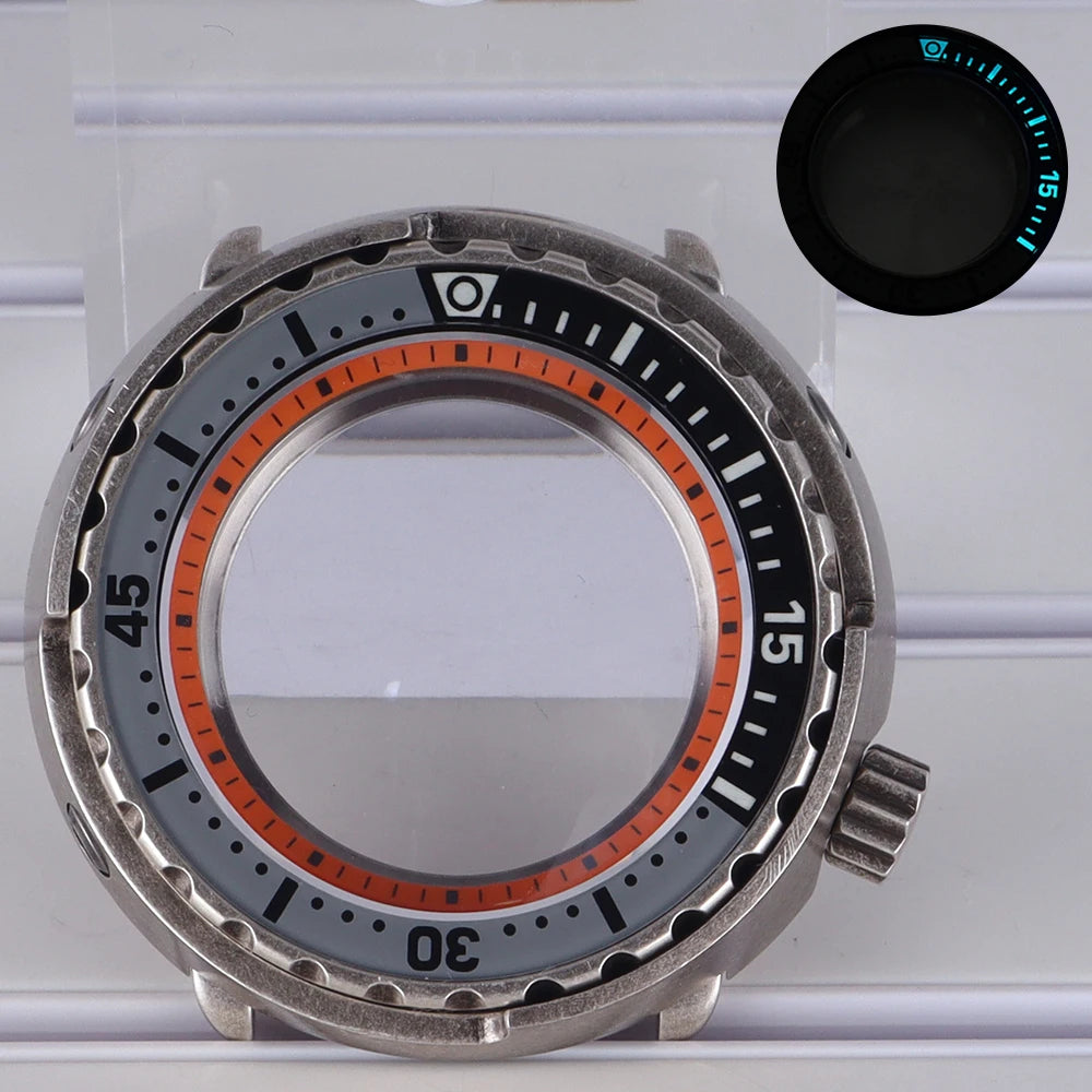 47mm Watch Case Sapphire Crystal For NH35/36 NH38 Modified Tuna Canned C3 Bezel