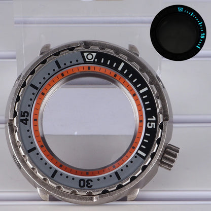 47mm Watch Case Sapphire Crystal For NH35/36 NH38 Modified Tuna Canned C3 Bezel