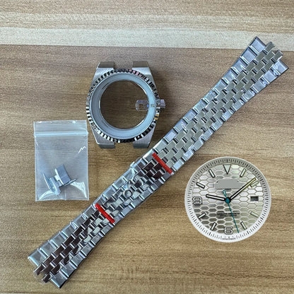 39.5mm Land-Dweller Watch Case Set Strap+Dial+Hands Lume Sapphire Glass Fit NH35